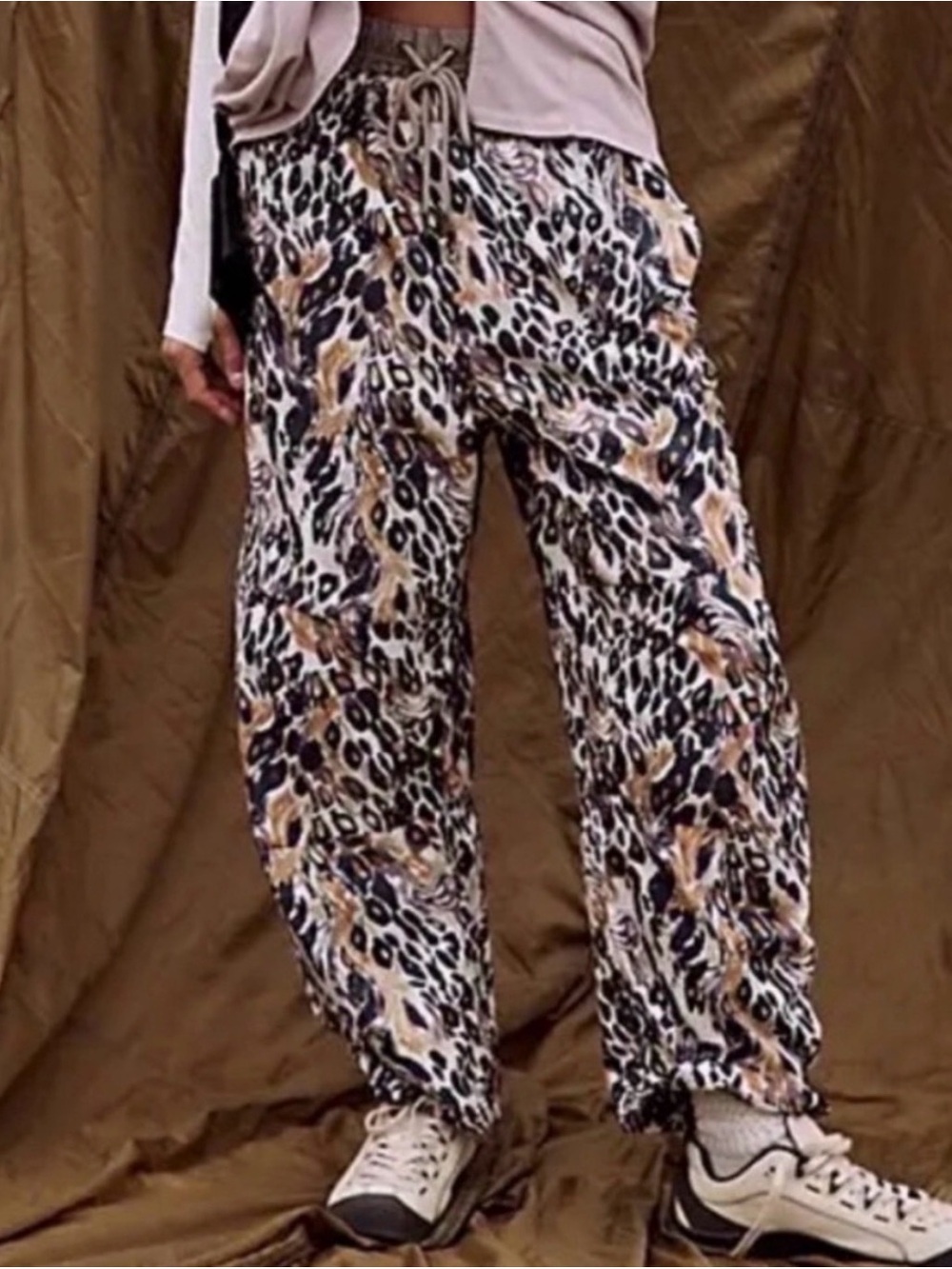 Free People FP Movement Game Day Printed Pants-Barrel Leg-Leopard-Boho-XS
